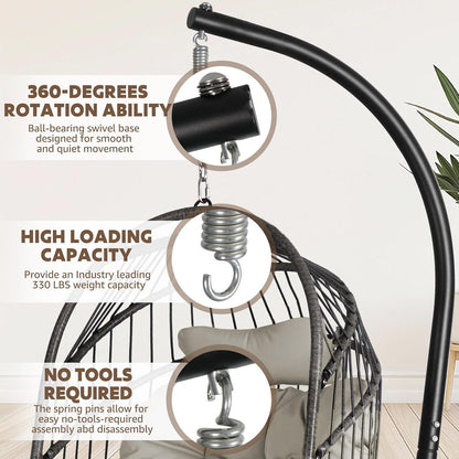 Hängesessel mit Gestell & Kissen – Schaukelstuhl Indoor Outdoor