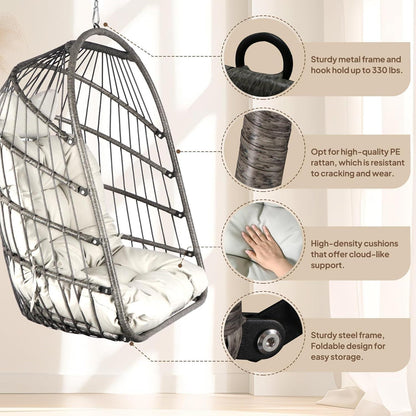 Hängesessel mit Gestell & Kissen – Schaukelstuhl Indoor Outdoor