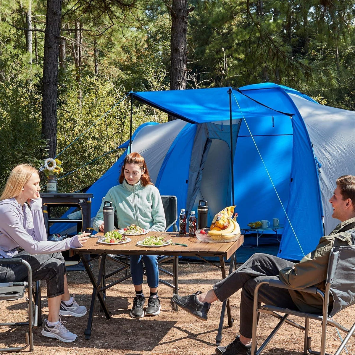 Klapptisch Camping Höhenverstellbar Aluminium 108x71cm Braun