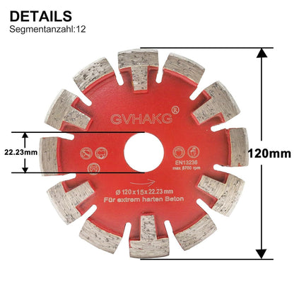 Diamant-Trennscheibe 120mm für Beton & Estrich, 15mm Breite