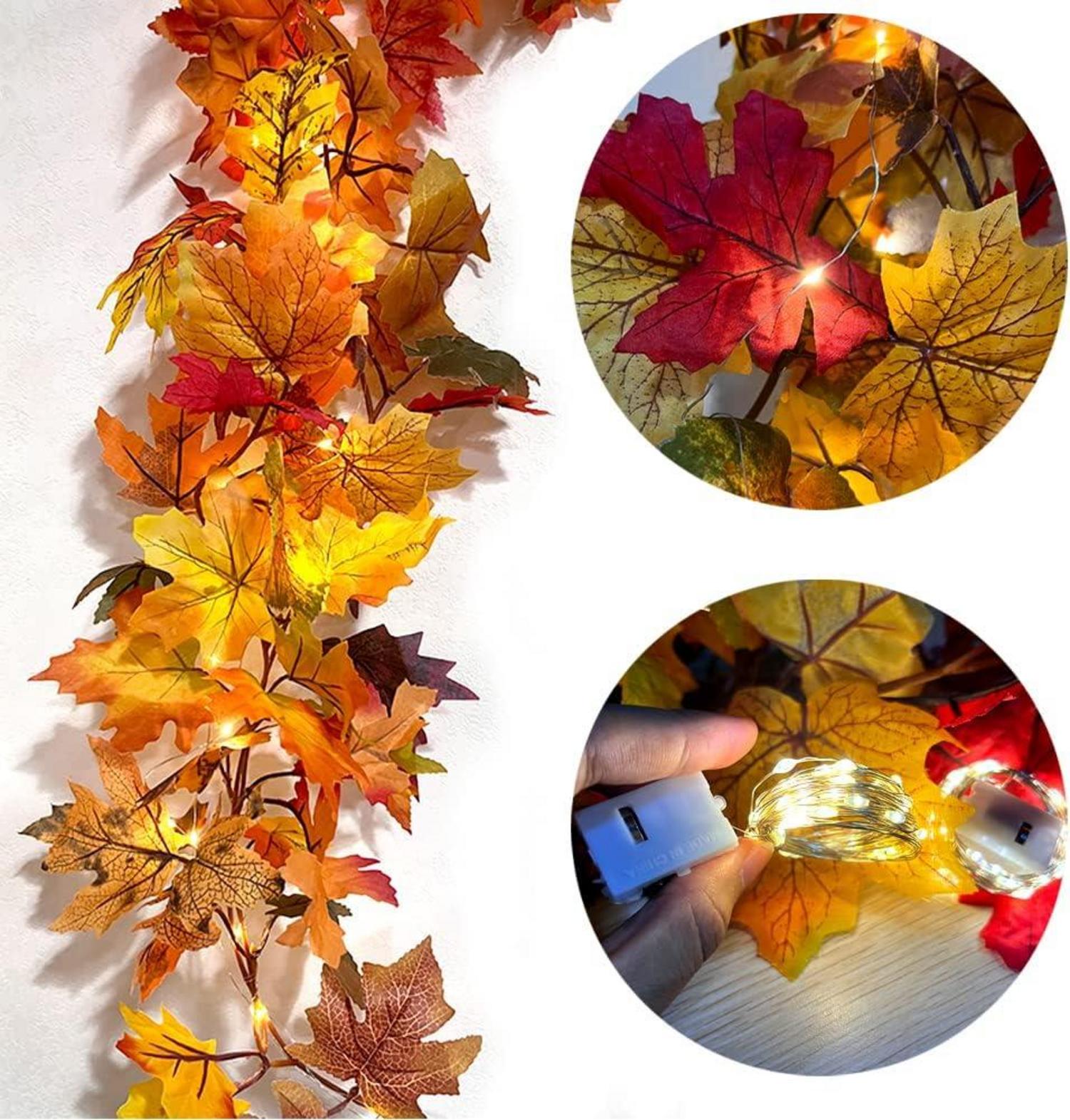 Herbstblätter Girlande mit LED Lichterkette