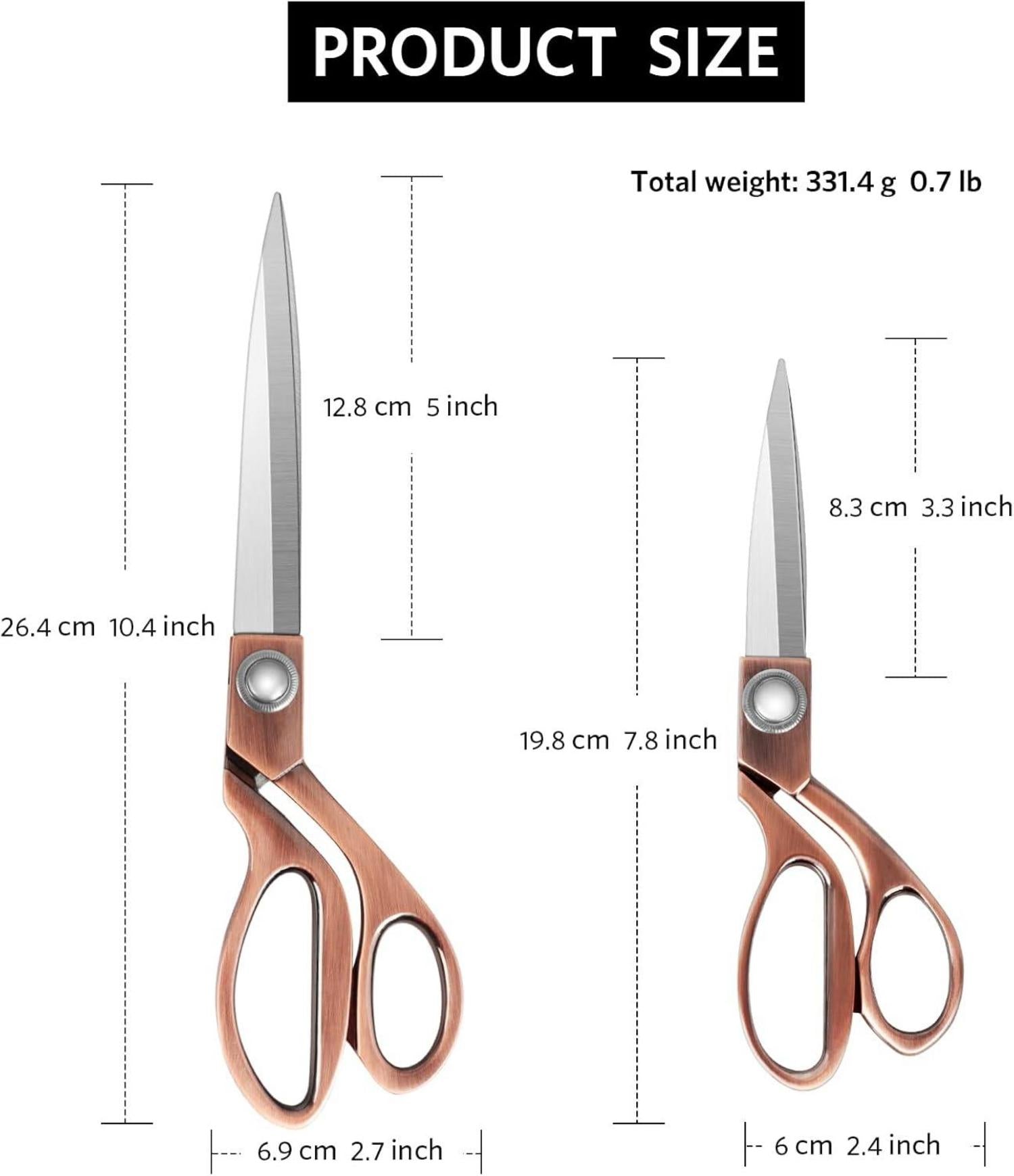 Hochleistungs-Nähschere 20 cm + 26 cm - Professionelle Schneiderschere für Stoff-Leder-Schneiderei