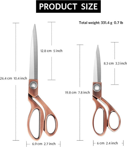 Hochleistungs-Nähschere 20 cm + 26 cm - Professionelle Schneiderschere für Stoff-Leder-Schneiderei