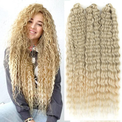 3x 22 Zoll Blond Häkelzöpfe Haar – Wasserwellen Locken