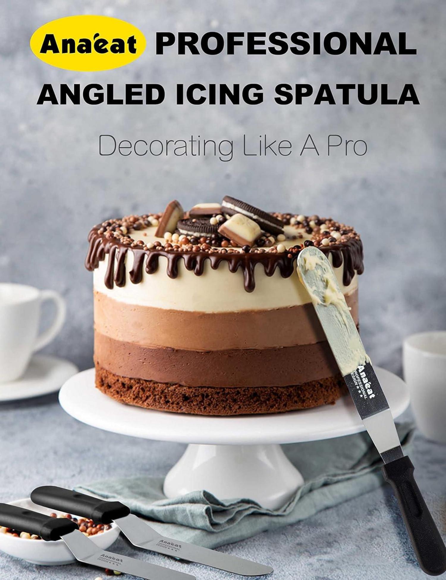 Anaeat Glasurspatel Edelstahlklinge 15cm zum Dekorieren von Kuchen & Gebäck