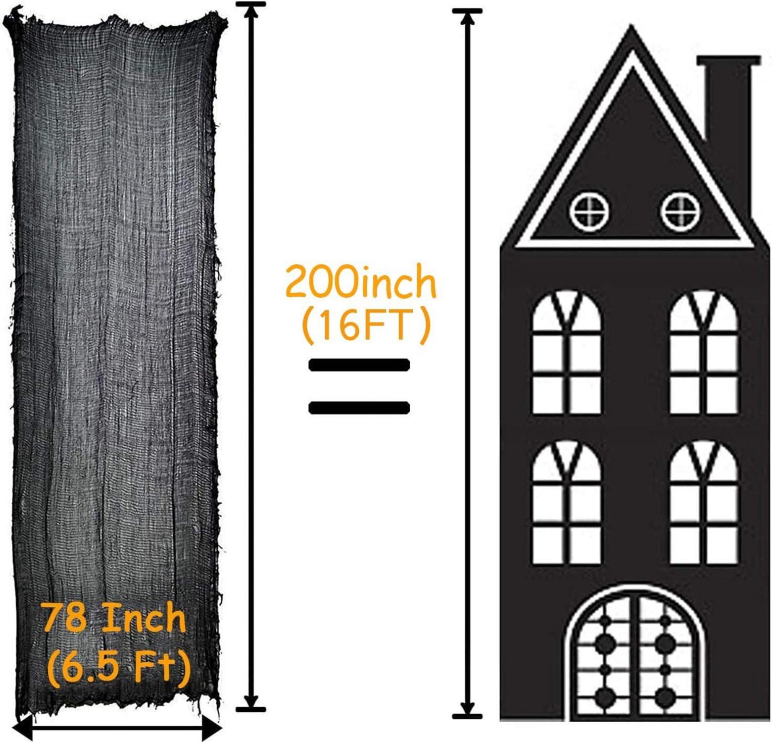 Halloween Gruseliges Tuch 200x500 cm Schwarz Deko Stoff Gaze