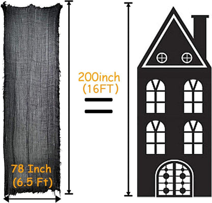 Halloween Gruseliges Tuch 200x500 cm Schwarz Deko Stoff Gaze