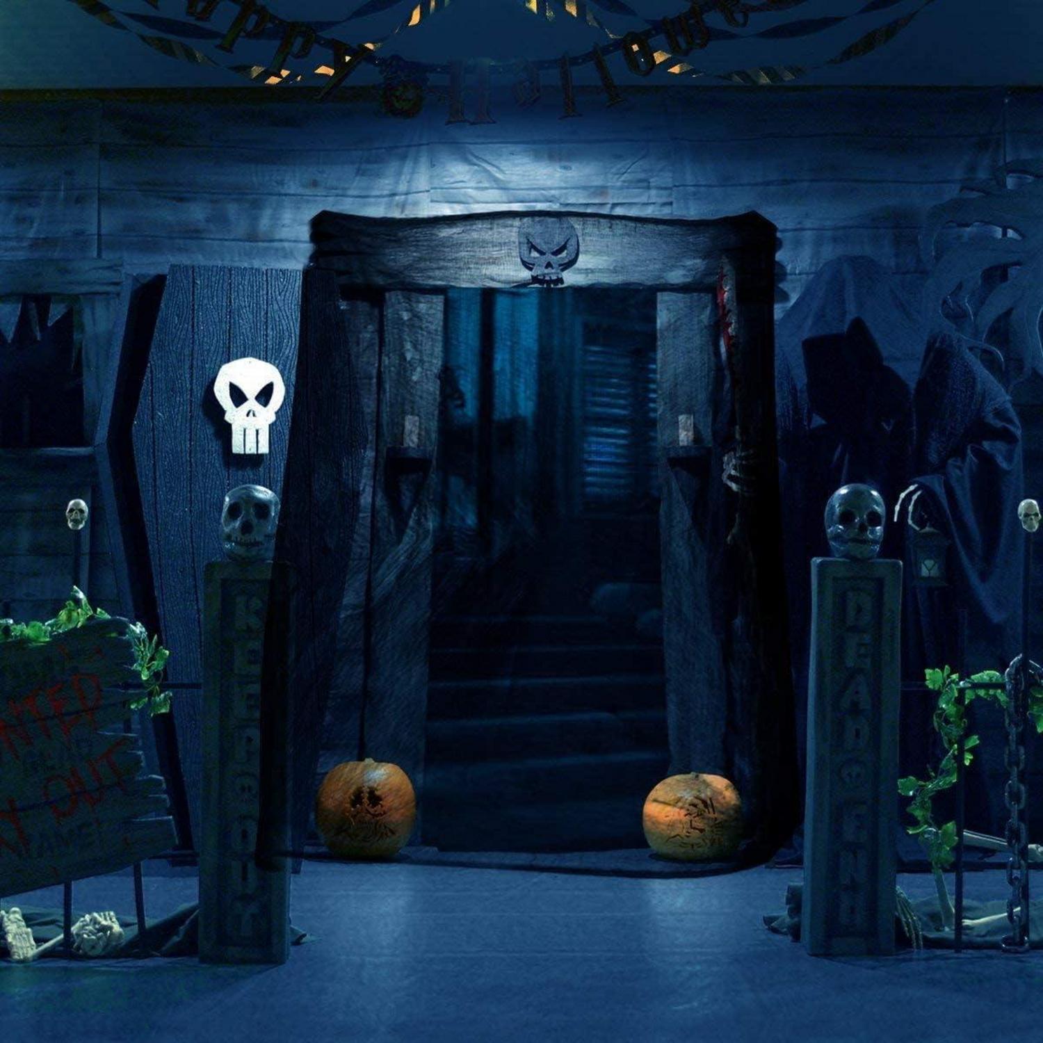 Halloween Dekoration Gruselig Vorhang 200x500 cm Schwarz