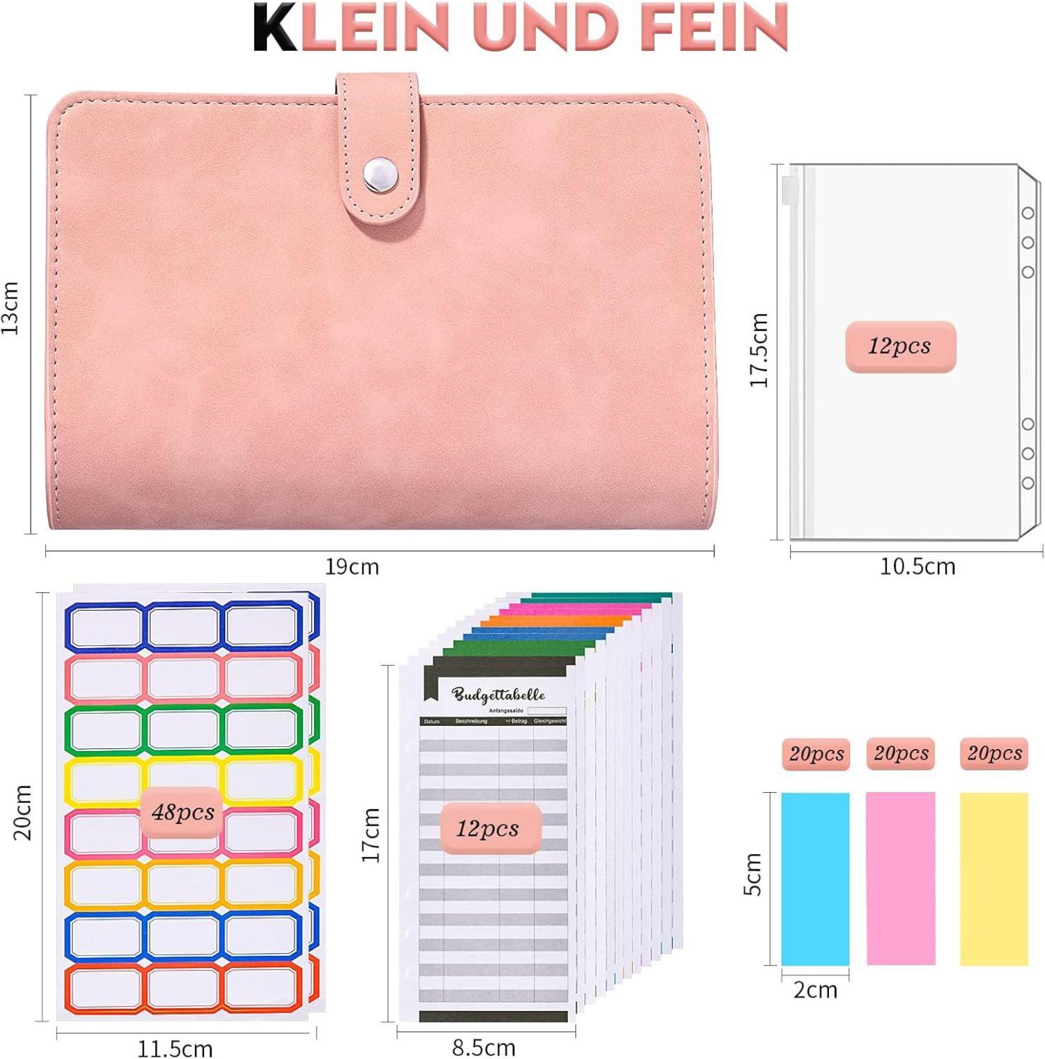 Budget Planner A6 PU Leder Binder Geld Organizer Sparbuch Pink