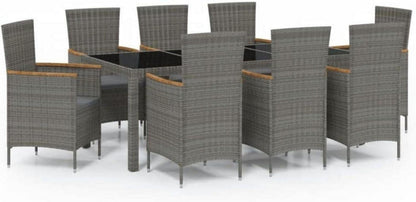 Gartenmöbel Set 7-teilig mit Auflagen Rattanoptik Schwarz/Grau