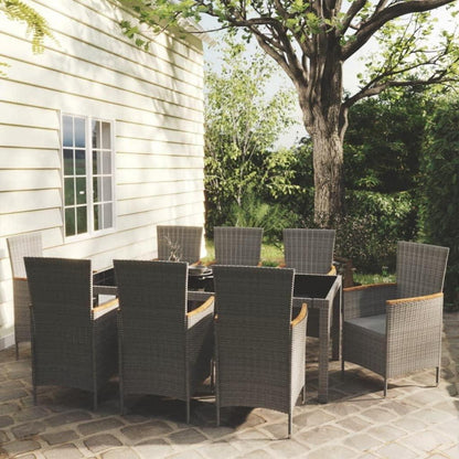 vidaXL Gartenmöbel Set 7-TLG. Schwarz Grau Polyrattan Optik
