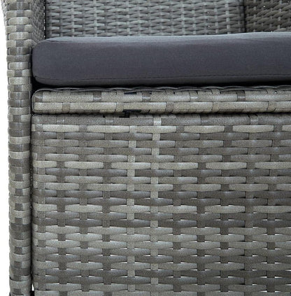 Gartenmöbel-Set 7-TLG. Auflagen Schwarz Grau Rattan Sitzgruppe
