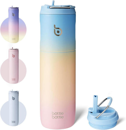 Isolierte Trinkflasche 680ml mit Strohhalm und
