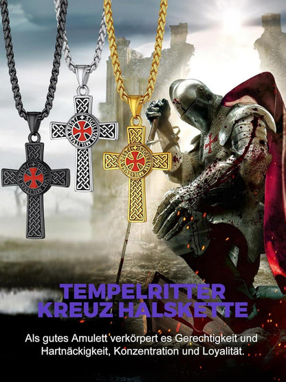 Edelstahl Tempelritter Kette Kreuz Anhänger Geschenk Herren