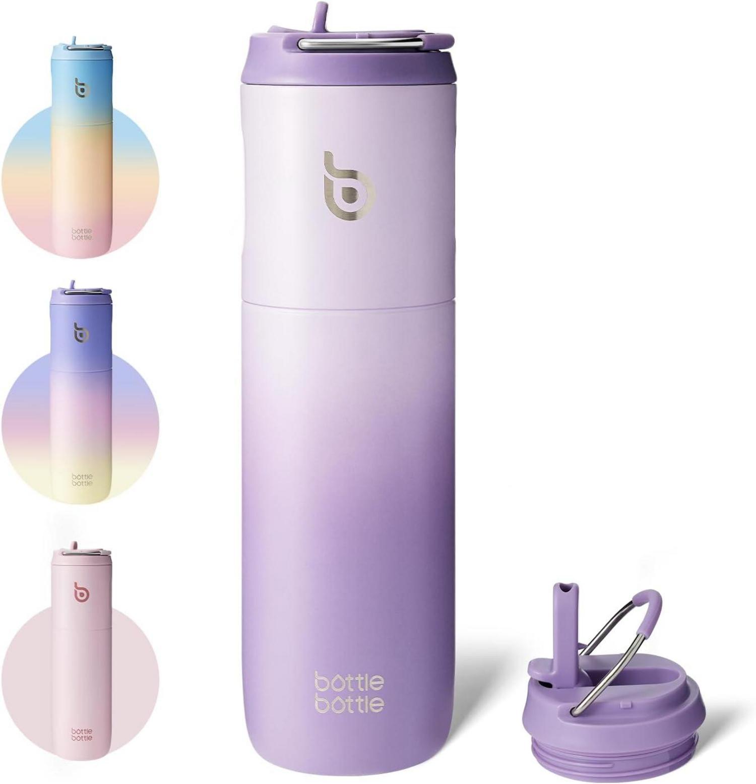 Isolierte Trinkflasche 680ml mit Strohhalm und Griff, doppelwandig