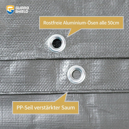 Abdeckplane Wasserdicht 3m x 4m Grau/Schwarz 160g/m² UV-stabilisiert