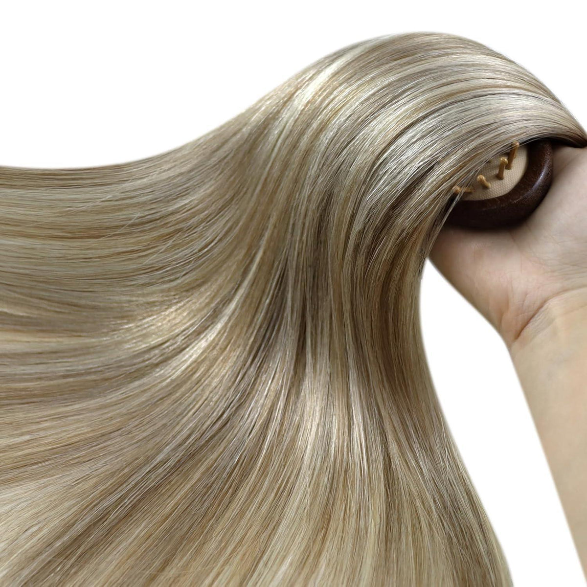 Echthaar Microring Extensions Braun Blond 55cm