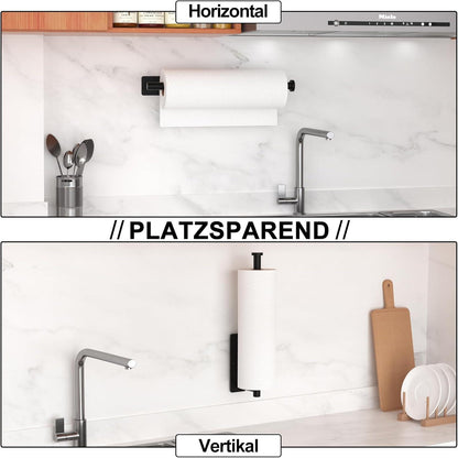 Küchenrollenhalter selbstklebend bohrbar mattschwarz Edelstahl SUS304