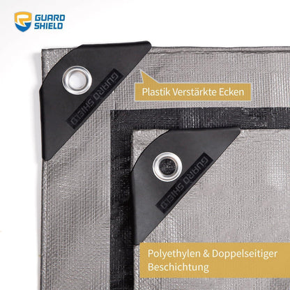 Schutzplane 5x6m Wasserdicht Grau/Schwarz mit Ösen
