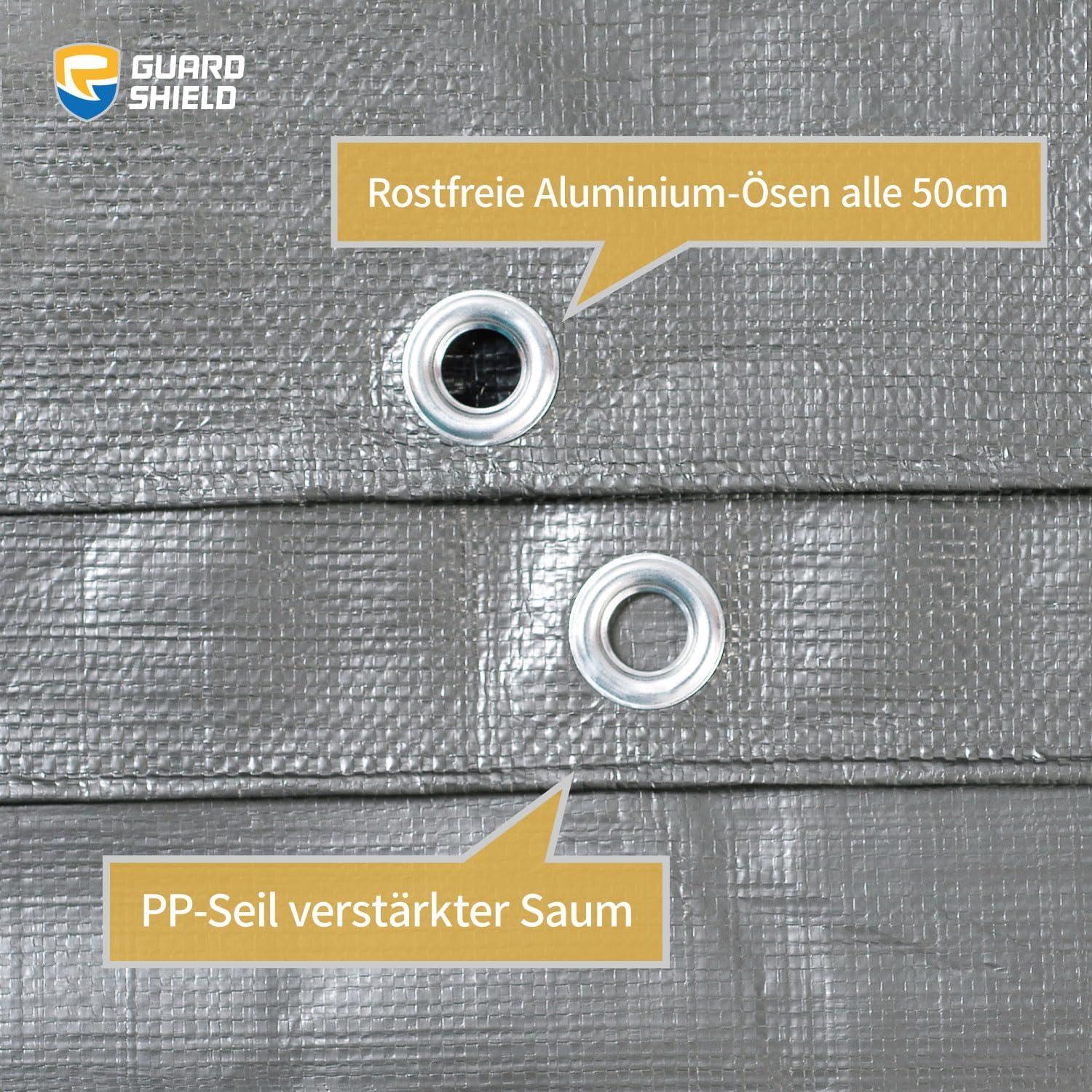 Abdeckplane Wasserdicht 4m x 5m Grau/Schwarz 160g/m² UV-stabilisiert