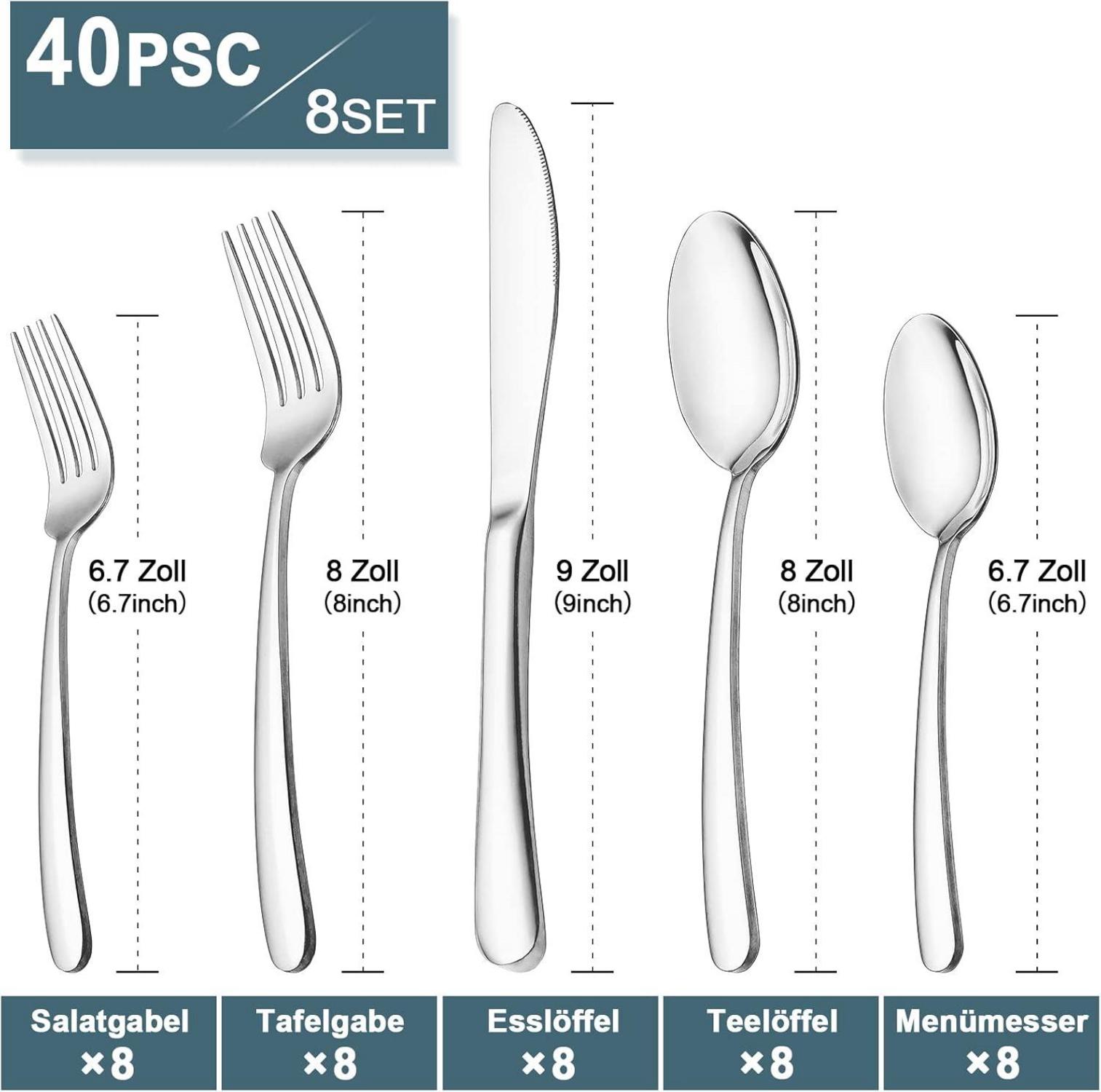 Premium Edelstahl Besteck Set für 8 Personen