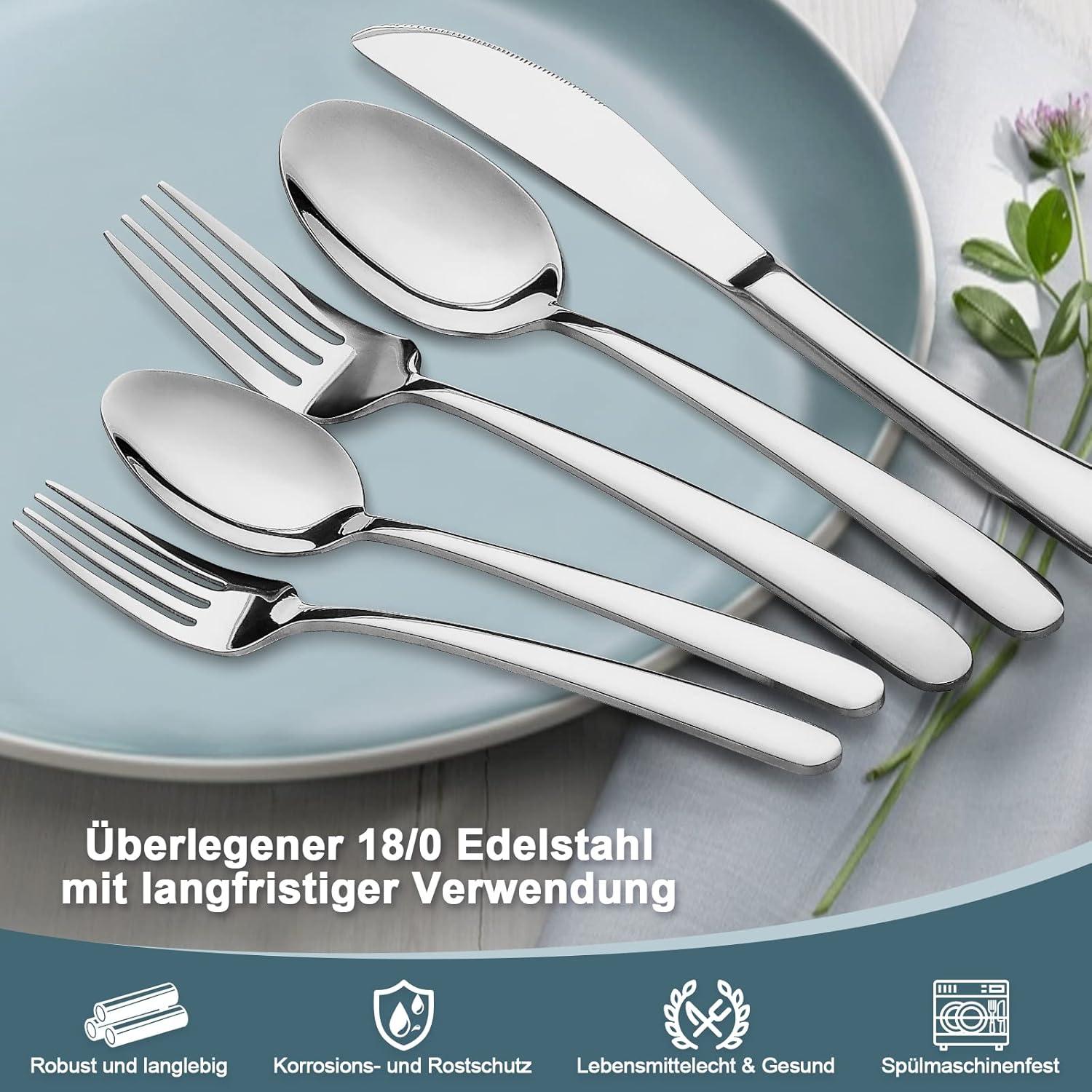 40-teiliges Besteckset für 8 Personen, Edelstahl, hochglanzpoliert