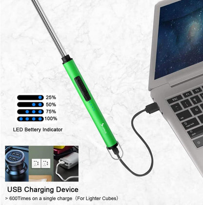Kerzenanzünder Elektrisch USB-Lichtbogen Feuerzeug flexibler Hals - Grün