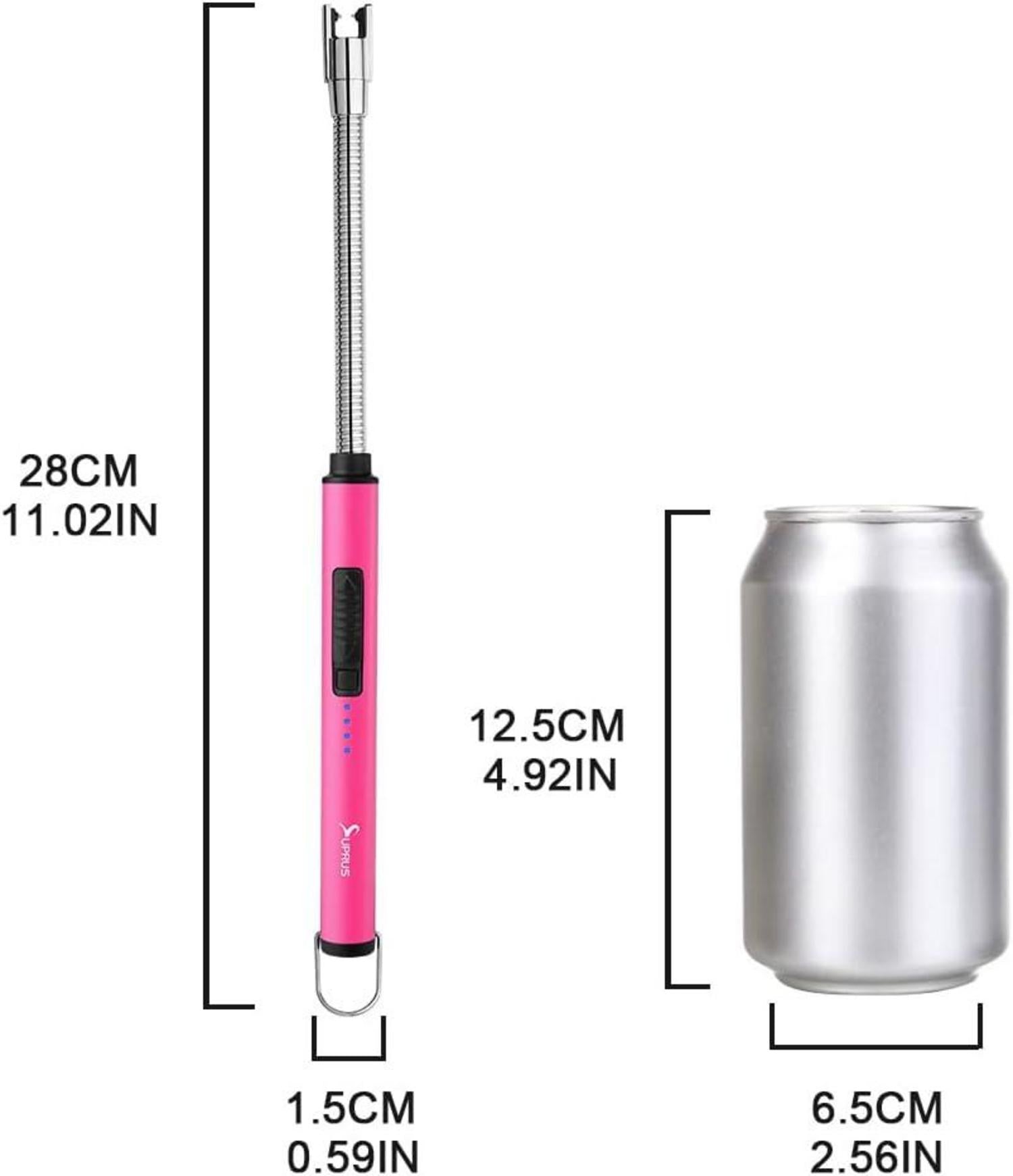 Elektrisches Lichtbogen-Feuerzeug USB wiederaufladbar, winddicht, Edelstahl rosa