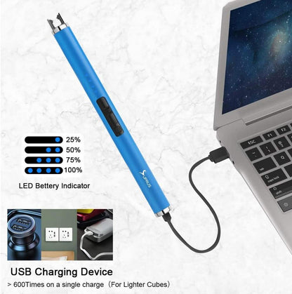 SUPRUS Elektronisches Feuerzeug USB Aufladbar blau Plasma