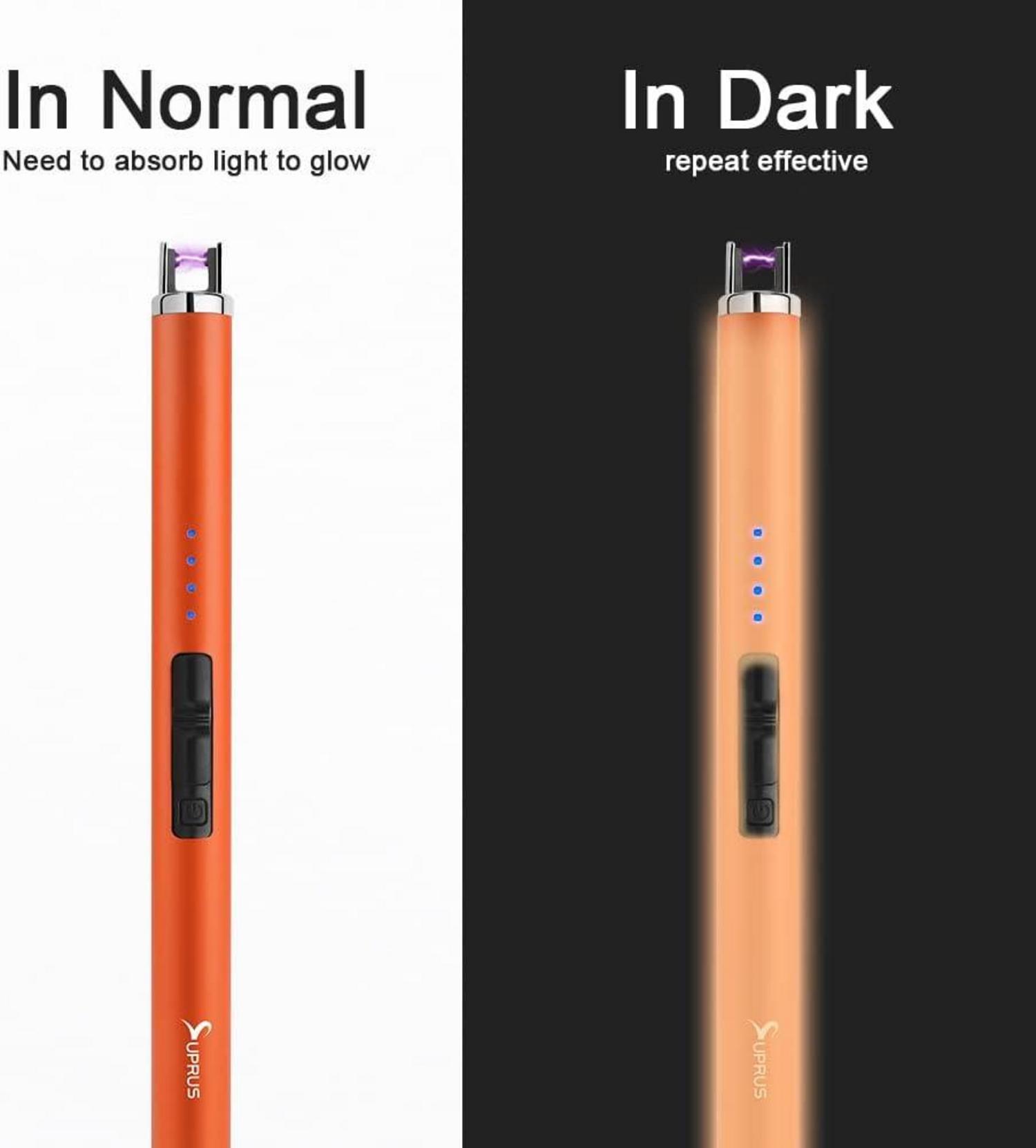 Elektronisches Plasma Lichtbogen Feuerzeug USB Aufladbar Orange