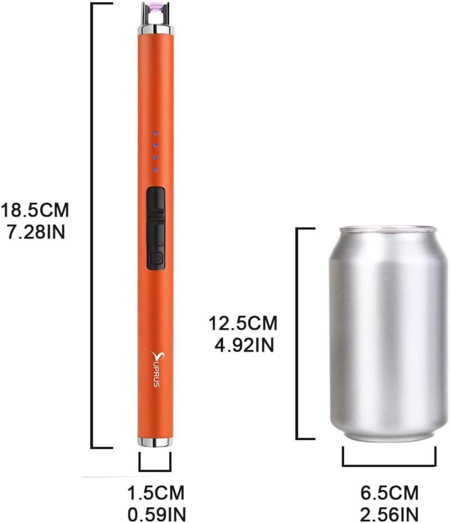 SUPRUS Elektronisches Lichtbogen Feuerzeug USB Aufladbar Plasma Orange