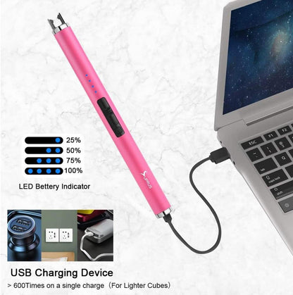 SUPRUS Elektronisches Lichtbogen-Feuerzeug USB-aufladbar Pink
