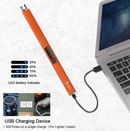 SUPRUS Leuchtfeuerzeug USB-Lichtbogenanzünder Orange & Winddicht
