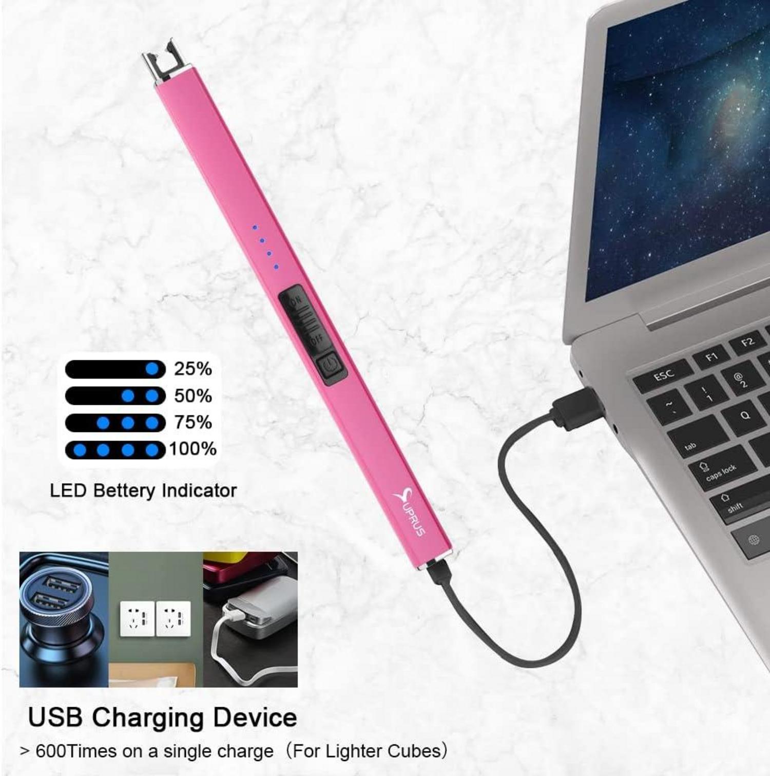 Elektrisches Feuerzeug USB-Lichtbogenanzünder wiederaufladbar rosa