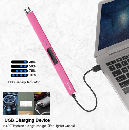 Elektrisches Feuerzeug USB-Lichtbogenanzünder wiederaufladbar rosa