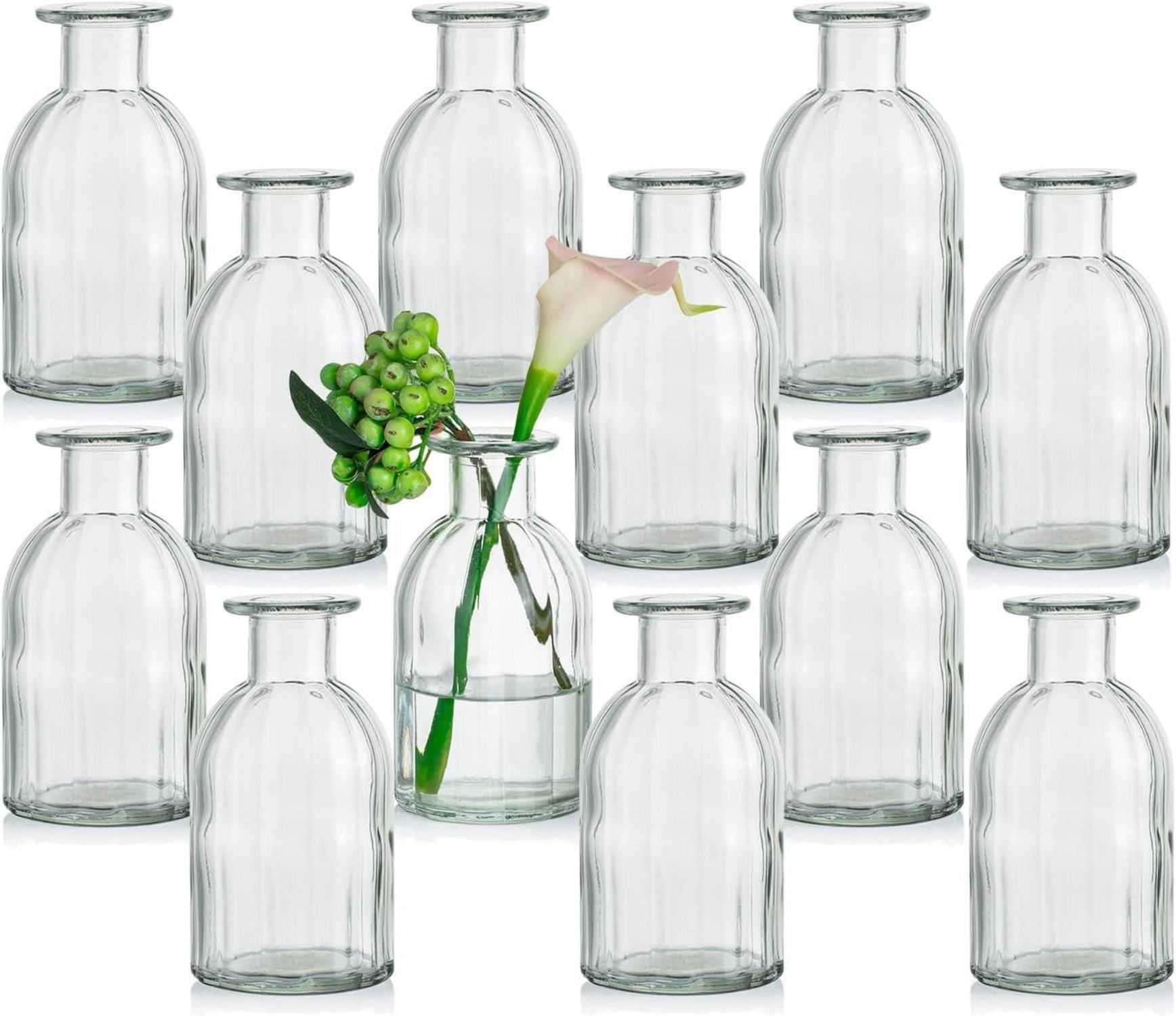 Vintage Glasvasen Set 12 Stück Mini Blumenvase Deko Hochzeit