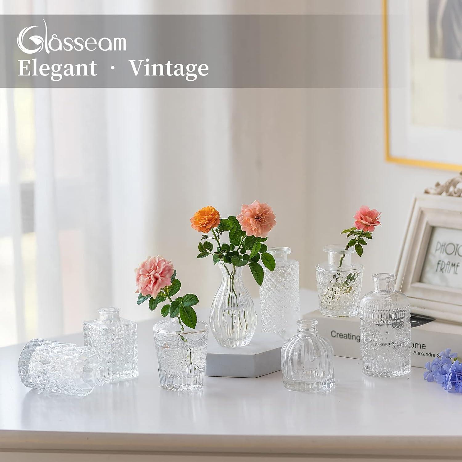 16er Set Kristallglas Mini Vasen für Hochzeit, Tischdeko & Dekogläser