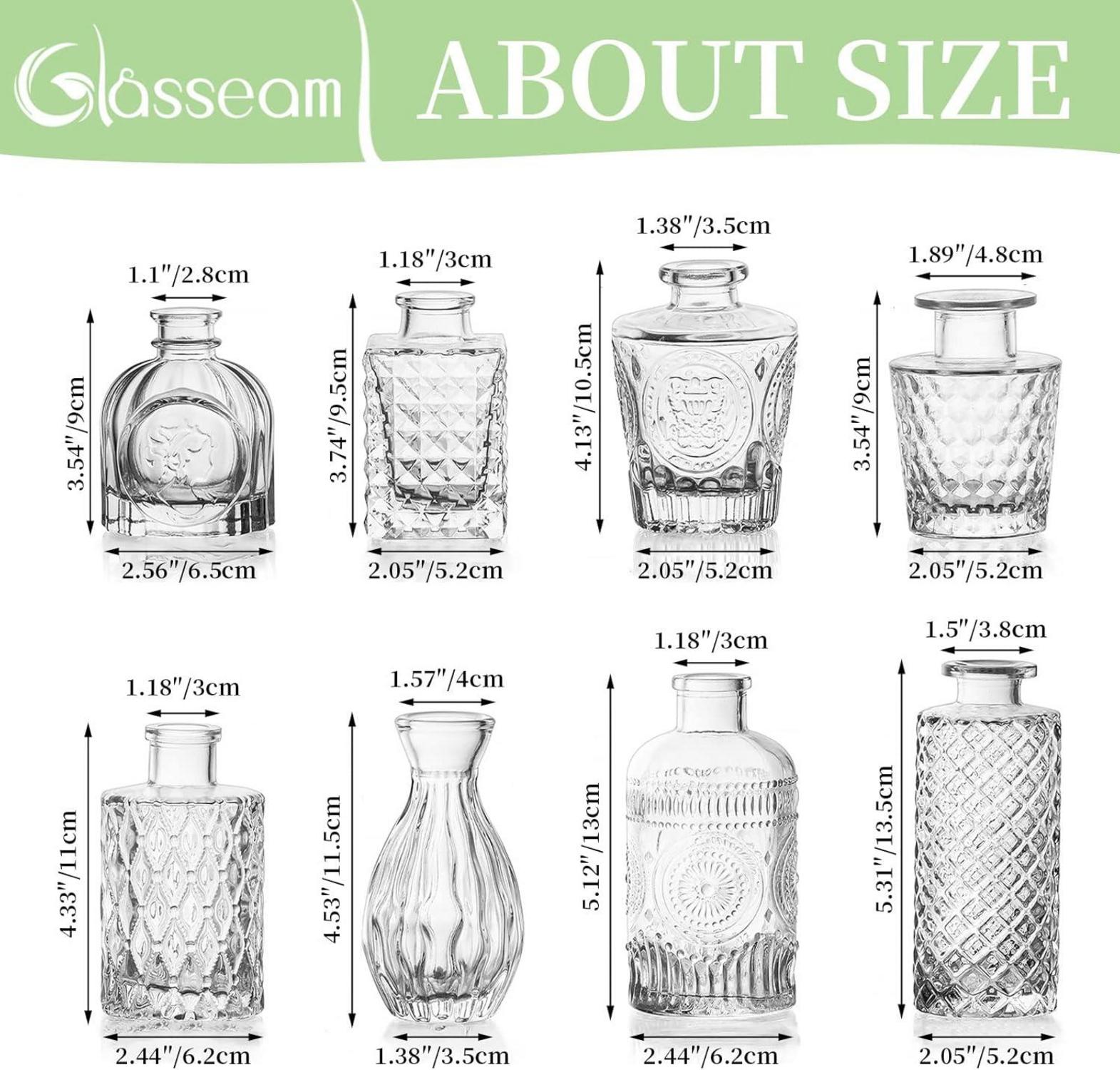 16er Glasseam Kristallvase Klein Blumenvase Mini Vasen Set Aesthetic