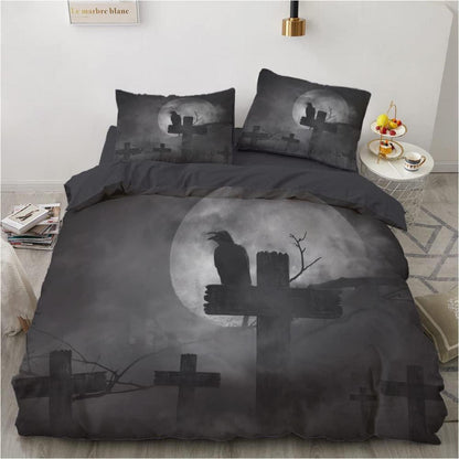 Gothic Bettwäsche-Set 135x200 cm, Schädel Muster Halloween