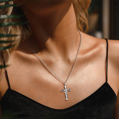 Silberne Kreuzkette Anhänger Halskette Glauben Frauen Schmuck