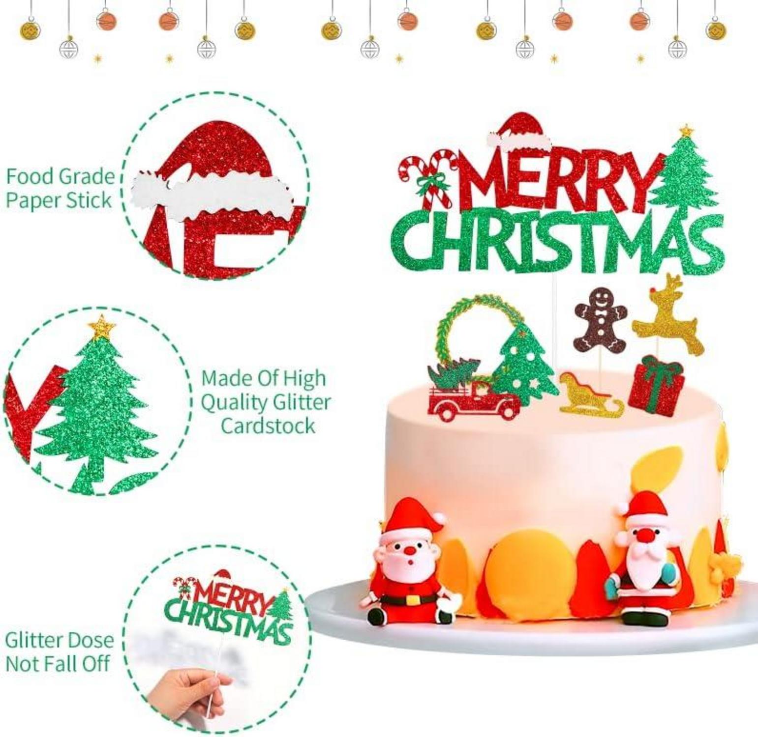Weihnachts Cupcake Topper Frohe Weihnachten Party Deko 15 Stück