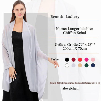 Chiffon Schal Damen leicht weich für Abendkleider Hochzeit Braut Silber Grau