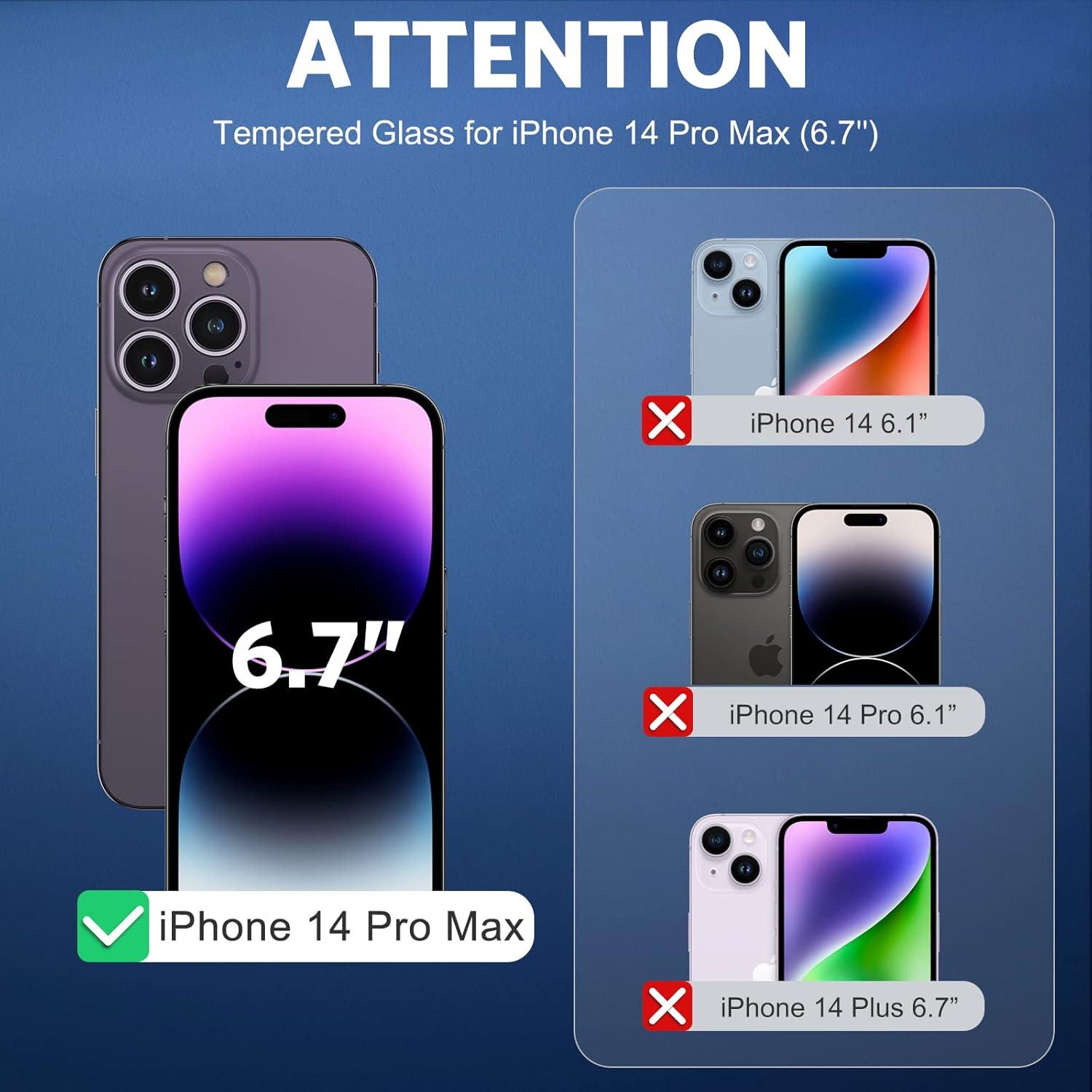 Panzer Schutzglas + Kamerafolie für iPhone 14 Pro Max, 3+3 Stück