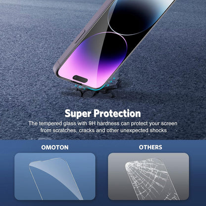 Panzer Schutz Glas für iPhone 14 Pro Max 6,7 Zoll mit Rahmen-Installationshilfe