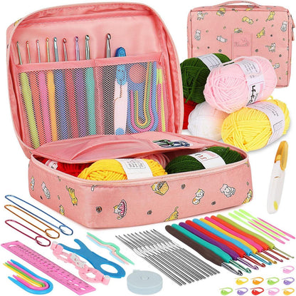 59-teiliges Ergonomisches Häkelnadel-Set mit Häkelgarn und Zubehör