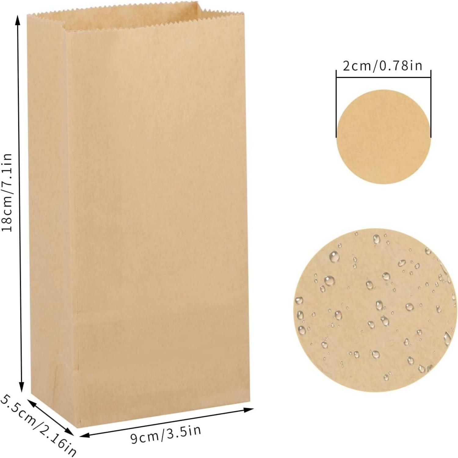 50 Stück Kraftpapiertüten Braun mit Aufkleber 9x18x5.5 cm