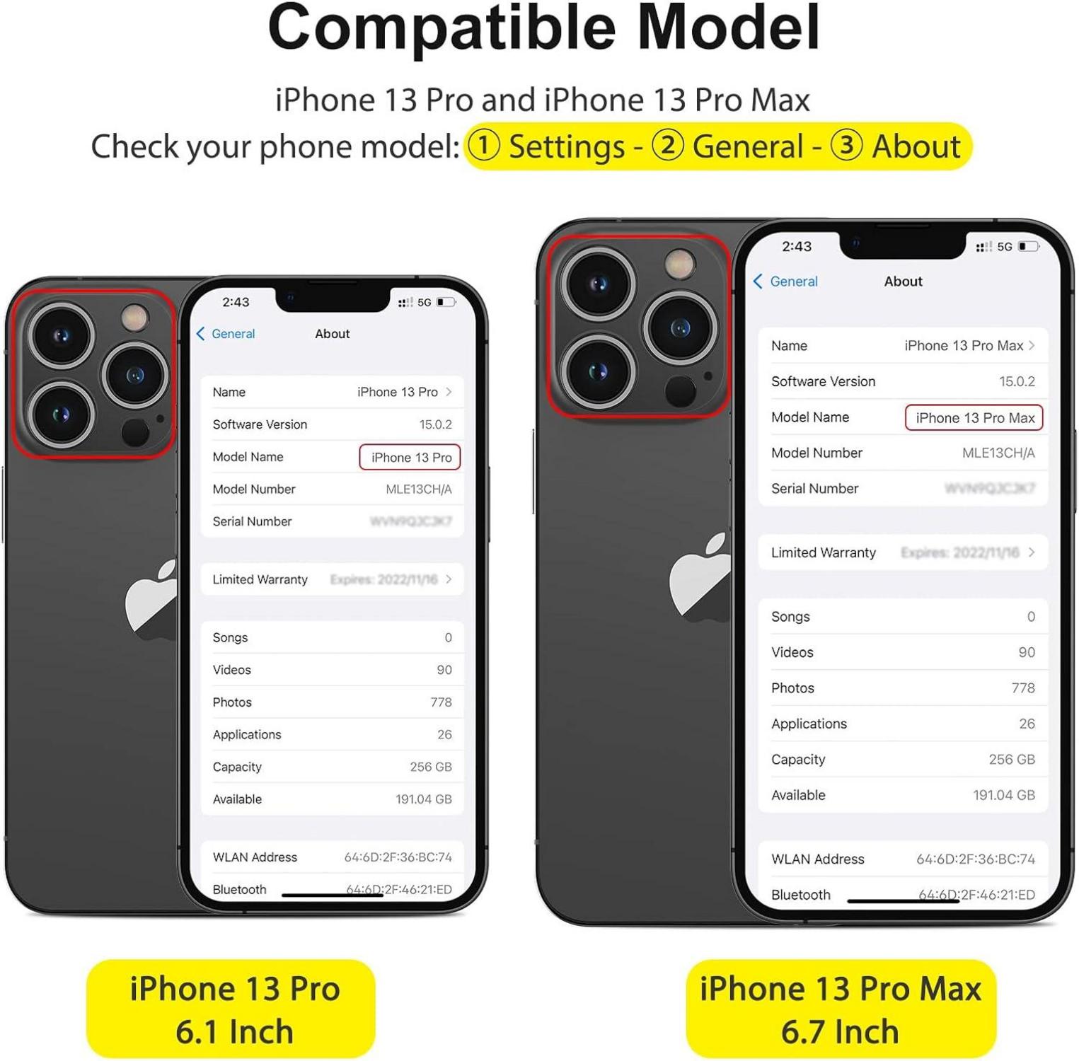 iPhone 13 Pro Max Kameraschutz 4 Stück 9H Gehärtetes Glas