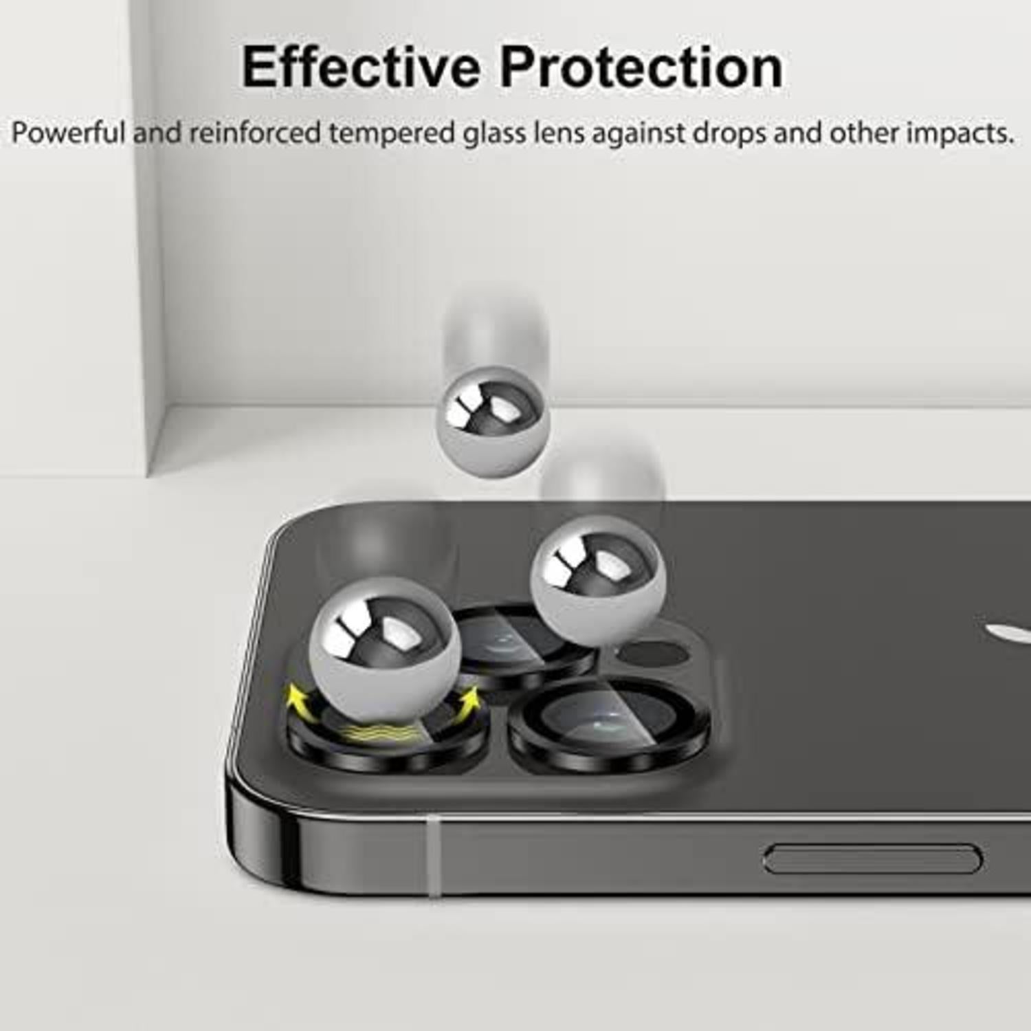 Kameraschutz iPhone 13 Pro Max 4 Stück 9H Gehärtetes Glas Schwarz