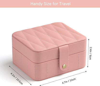 Kleine Rosa Schmuckbox Reise Schmuckschatulle Damen Diamant Leder