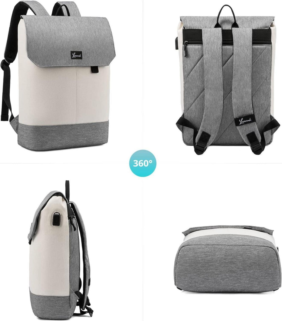 Wasserdichter Laptop-Rucksack Diebstahlsicherung Damen Business Uni (Beige